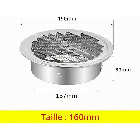 Acier Inoxydable Rond Grille de Ventilation de Tuyau D'échappement 160mm, Capot de Sortie D'air, Grille D'évacuation D'air Ronde, Hotte de Désenfumage Moustiquaire (1/4)