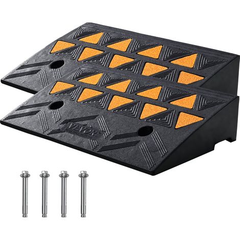 Rampe de Seuil Hauteur 11 cm 2PCS Rampes Trottoir Caoutchouc Capacité Charge 15 tonnes Rampe Accès Fauteuil Roulant avec Structure Grillagée Stable pour Passage Voitures Moto Scooter 50x32x11 cm (1/5)