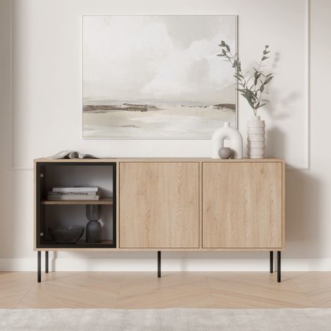 Credenza Conzano, Madia 3 Ripiani, Apertura Battente, 3 Ante, 150x40x75h cm Marrone (1/4)