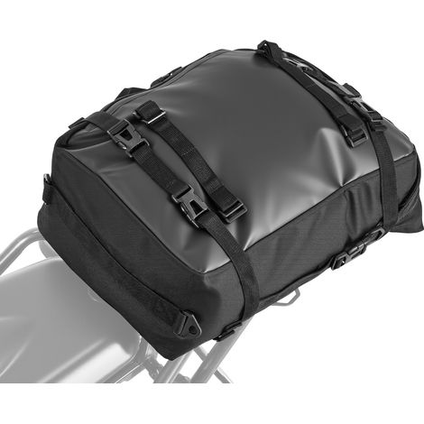 VEVOR Borsa Posteriore per Moto, Borsa da Sella Posteriore in Tessuto da 30 L con Copertura Impermeabile, per Bagagli da Moto Sport allAria Aperta con Spallacci, Portapacchi Universali, Nero (1/5)