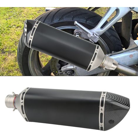 Section arrière de tuyau d'échappement de moto, silencieux de moto, 480 mm, convient aux tuyaux d'échappement de 38 mm à 51 mm (grand biseau hexagonal, corps noir, tête d'impression par transfert d'ea (1/5)