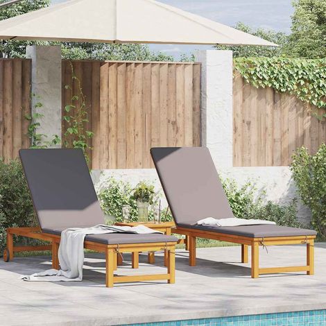 Sonnenliege 2 pcs Braun 202 x 53 x 89 cm Massivholz Akazie
