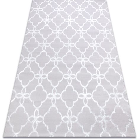 Modern MEFE Teppich  8504 Trellis, Gitter, Blumen - Strukturell zwei Ebenen aus Vlies grau / weiß grey 80x150 cm
