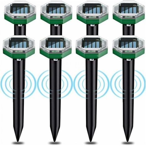 Repelente solar ultrasónico para topos ZVD-8, resistente al agua IP65, apto para jardines, patios y césped. (1/4)