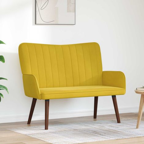 vidaXL Sofa 2 places Jaune 115 x 61 x 87 cm Velours (1/5)