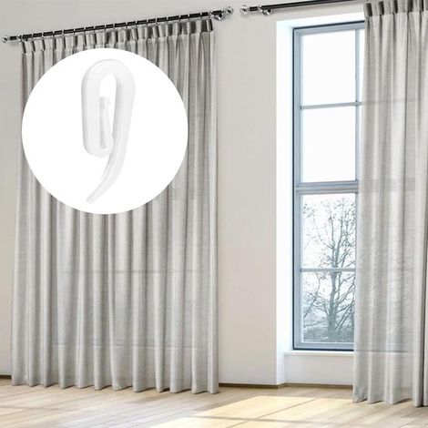 100 pezzi，Ganci scorrevoli per tende，Ganci per asta per tende，Clip per appendere tende，Passamanerie decorative per finestre，2,8  1,2 cm，Bianco (1/4)