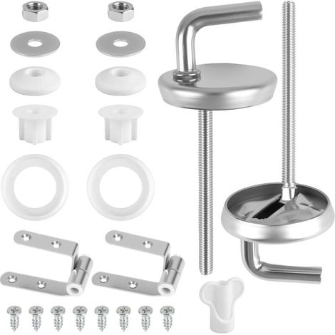 2 Fixation Cuvette Charniere WC Universel, Charniere Abattant, kit de Fixation Abattant WC Universel Acier pour Fixer SièGes, Accessoires en Caoutchouc pour Sièges de Toilette en Plastique Duroplast (1/5)