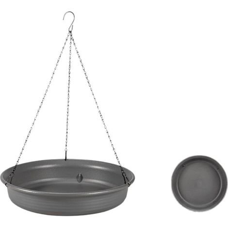 Mangiatoia per uccelli da esterno, vasca per uccelli da appendere all'esterno, vasca per uccelli selvatici per piccoli uccelli, decorazione da giardino e balcone (grigio)