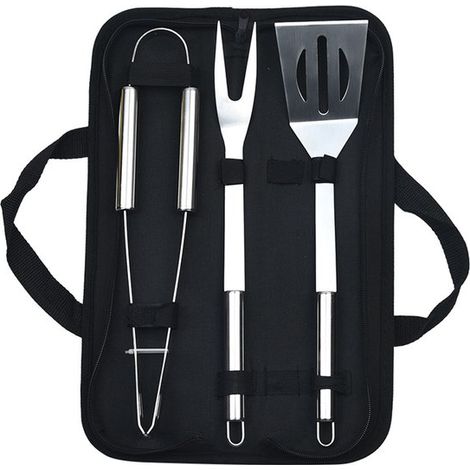 Grillbesteck-Set – Grillspatel, -gabel und -zange aus Edelstahl, tolles Zubehör für Grillfans (1/2)