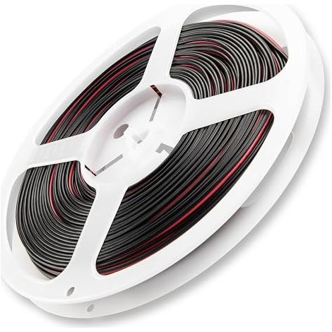 30 m 0.35 mm Flexible Electric Cable 2 Wires 22awg 1.6 mm x 3.2 mm Copper PVC for LED Strips 12 V/24 V 3 A (1/3)