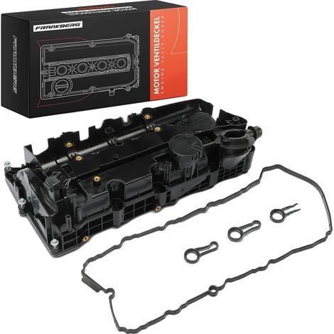 Tapa de válvulas de plástico, compatible con BMW serie E90 E91 E92 E87 E88 E82 E60 E61 E83, motor de 2.0L, incluye un kit de juntas, equipada con una válvula de ventilación. (1/5)