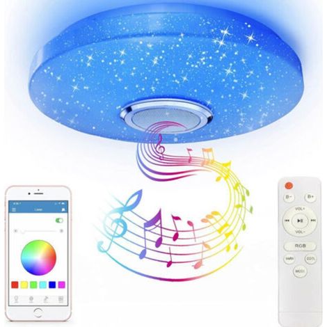 – 36-W-LED-Deckenleuchte mit Bluetooth-Lautsprecher – Farbtemperaturwechsel von 3000 K bis 6500 K – App- und Fernbedienungssteuerung – Wasserdicht, geeignet für Kinderzimmer (1/5)