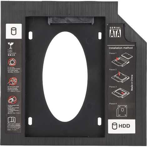 2.5" 9.5mm 2nd Box Bay, Convertisseur Universel SATA vers SATA SSD, Couvercle de Plateau de Disque Dur SSD HDD, Adaptateur de Disque Dur pour Ordinateur Portable pour Emplacement de Lecteur CD D (1/5)