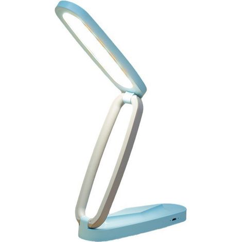 Lampe de bureau LED adaptée aux bureaux et à la maison, pliable et portable, réglable en 3 couleurs, petite lampe de lecture sans fil (gris bleu) (1/5)