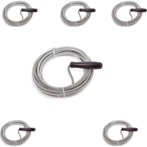 5 m spring steel coil drain unblocker – coil for unblocking sinks, baths, toilets, showers, kitchens, washbasins and pipes (6 pieces) (1/4)