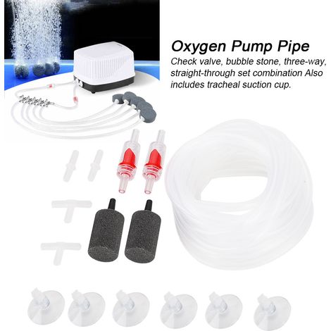 Pompe à Air pour Aquarium Accessoires Tubulure Oxygène Ventouse Valve Anti-retour Pierre à Bulles Té et Raccord Droit Ensemble-AUTRES (1/5)