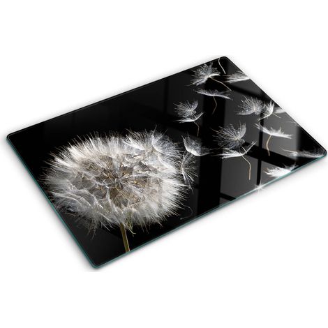 Planche de cuisine, couvre plaque, verre planche découper, verre trempé – 80 x 52 cm - Pissenlit (1/5)