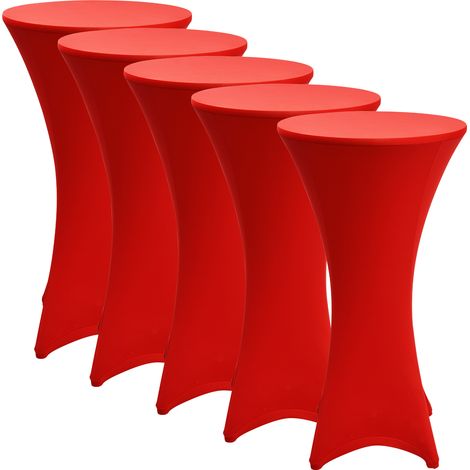Stretch Stehtisch Bistrotisch Husse, Ø70cm, Rot, 5er Set