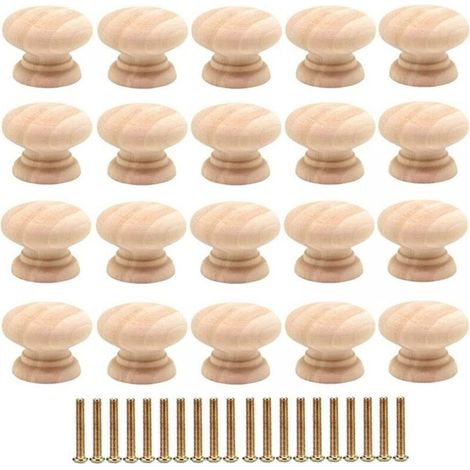 20pcs Round Drawer Handle 35mm Wooden Furniture Handle Simple Style Drawer Cabinet Bedside Table Small Single Hole Handle for Cabinet Door with Screws (1/4)