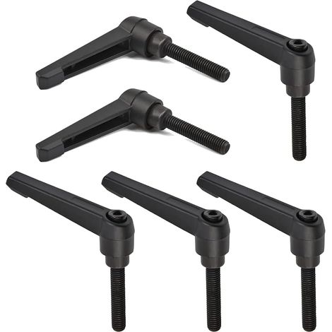 6 PCS Poignée de Levier de Serrage M8, Poignées Réglables 32MM de Machine de Poignée de Filetage Mâle en Acier Inoxydable M8 (Noir) (1/5)