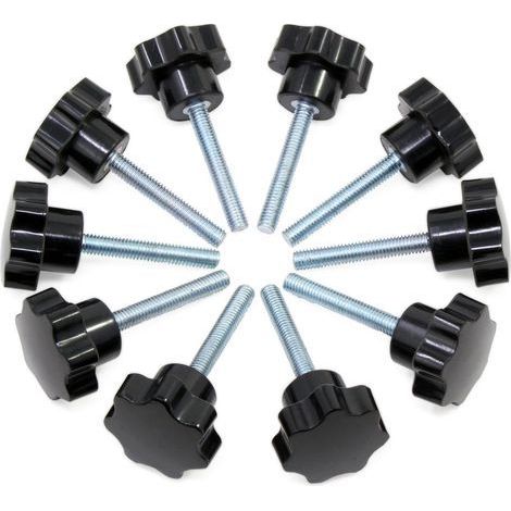 10PCS M6x40 Boutons étoiles, bouton moleté à filetage femelle, poignée en plastique noir boutons de serrage pour équipement mécanique (1/4)