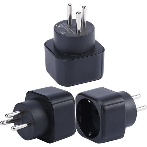 Adaptateur de Prise Europe vers Israël, Prise Schuko UE Adaptée à la Prise Israélienne, Prise Européenne/Allemagne/Française de Type C/E/F vers Convertisseur de Prise de Voyage de Type H (3 pièces) (1/5)