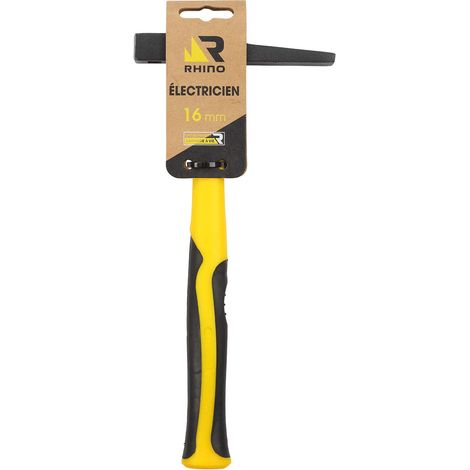 Marteau électricien 16 mm Manche incassable (trimatière) - Largeur tête 16 mm - Permet de clouer, Fixer des Fils électriques dans des espaces étroits (1/5)