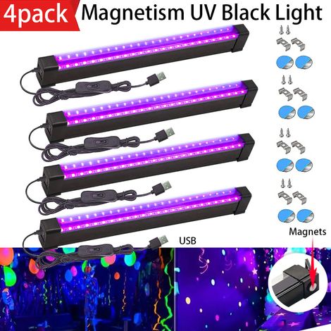 Bandes lumineuses LED UV — magnétiques, 24 LED, 5 W, alimentées par USB-C, compactes et portables (lot de 4) (1/5)