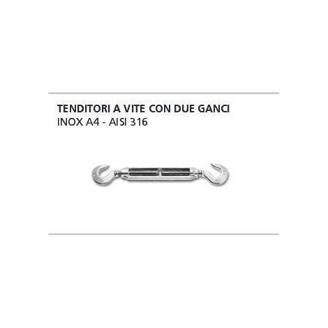 ORECA - 1 TENDITORE A VITE CON 2 GANCI IN INOX A4 6X90MM 0021530.IX