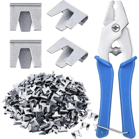 Pack of 300 wire cage clips, including 1 metal loop clip, suitable for chicken cages, pets (blue) (1/5)