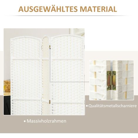 Paravent pliable 6 panneaux, cloison de séparation blanche pour salon, chambre, bureau à domicile, écran d'intimité (1/5)