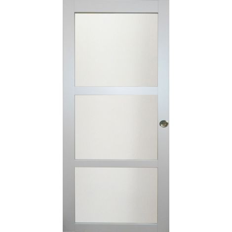 Puerta corredera Greyria gris claro con cristal H204 x L93 cm, conchas Gd Menuiseries