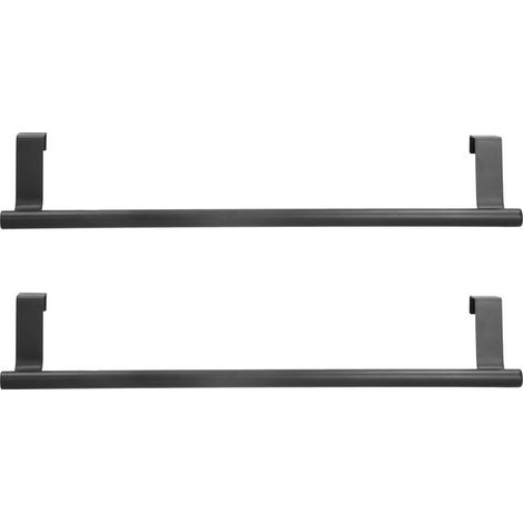 Door-towels black suspended, 2 pieces, door cabinet to ongles without poincon, for the home, hotel, 36 cm (1/5)