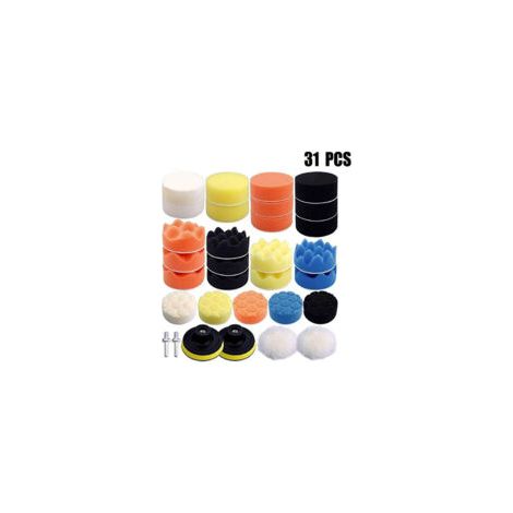 MSBD 31-teiliges 80-mm-Polierpad- und Polierschwamm-Set mit M14-Bohrer für das Schleifen und Polieren von Autos mit Exzenterpoliermaschine (RO/DA) - Crezuo (1/4)
