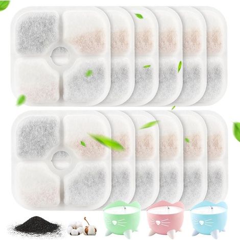 12 filtros para bebederos de mascotas, Aptos para Catit PIXI 43717-8,5 x 8,5 cm, para bebederos de 2,5 L para gatos y perros, Recambio, Pequeño (1/5)