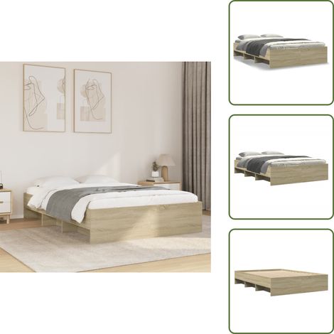Cadre de lit sans matelas chêne sonoma 140x190 cm - Cadre De Lit - Cadres De Lit - Meuble De Chambre À Coucher - Lit (1/5)