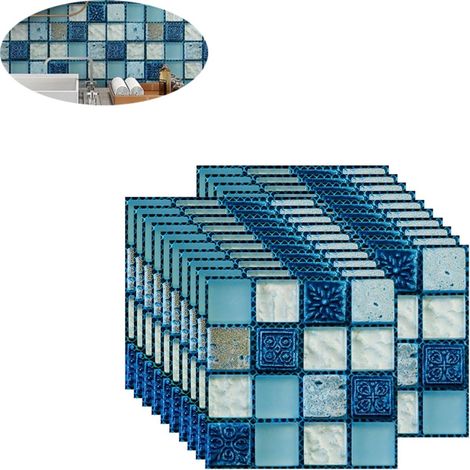Lot de 20 stickers pour carrelage dimensions 10 x 10 cm étanches et résistants à la chaleur pour cuisine et salle de bain (1/5)