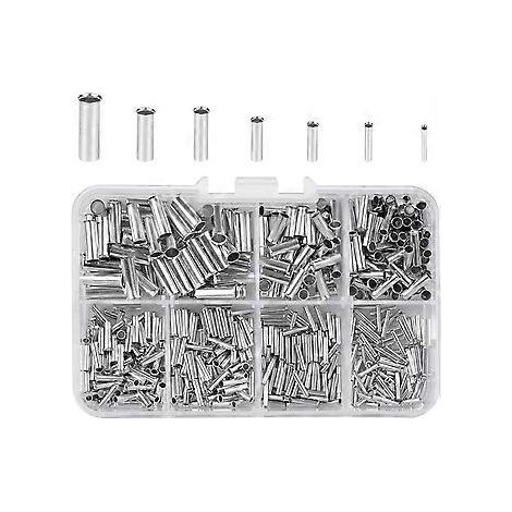 600 cosses de câble non isolées, sections de câble 0,5/0,75/1,0/1,5/2,5/4,0/6,0 mm², connecteurs, manchons d'extrémité, sertissage de câble, boîte en plastique (1/5)