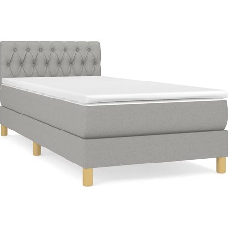 Lit à sommier tapissier avec matelas Gris clair 100x200 Tissu 5 (1/5)