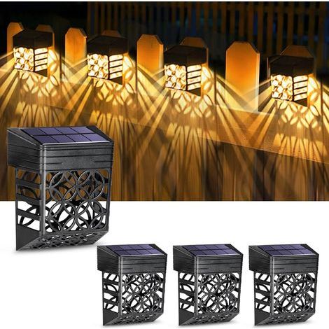 Lampe de Clôture Solaire, 4 Pièces Lampe Solaire Extérieur Jardin IP55 Étanche Éclairage Mural d'Extérieur Blanc Chaud Motif Exquis Solaire LED extérieur Pour Jardin Terrasse Cour Pelouse Allée (1/5)
