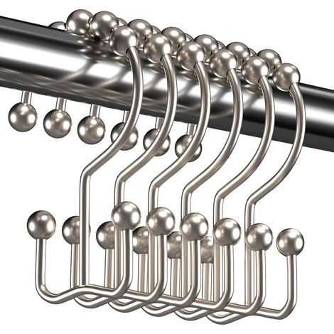 Duschvorhang-Hakenringe, rostfreie Duschvorhang-Hakenringe, Set mit 12 Nickel-Haken (1/5)