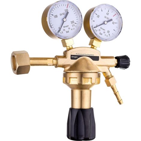 Stickstoffdruckregler – Zwei Manometer – Variabler Durchfluss 30 m³/h – Für Klimaanlagen und Reifen – Schwarz – 0,5–50 bar (1/5)