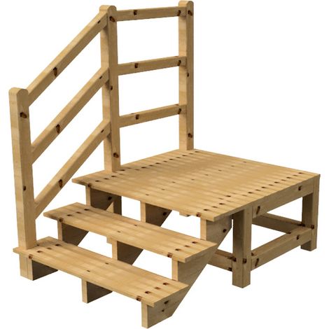 MILANO Außentreppe 3 Stufen H54 cm - Podest L116 x B120 cm - Treppengeländer links - Podestgeländer links