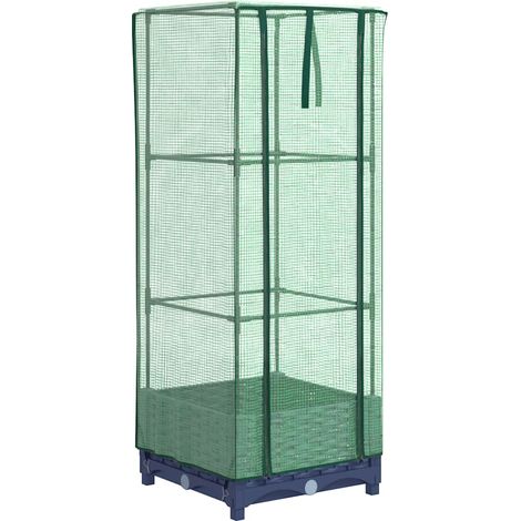 Maison Exclusive - Hochbeet mit Gewächshaus-Aufsatz Rattan-Optik