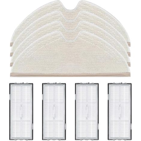 Ensemble d'accessoires pour aspirateurs robots Roborock Q5 Max+/Q8 Max/Q8 Max+/Q5 Pro/Q7/Q7+/Q7 Max/Q7 Max+ : pièces de rechange, 4 filtres, 4 lingettes de nettoyage (8 pièces) (1/5)