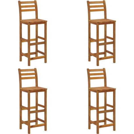 Lot de 4 Tabourets de bar,Chaises hautes de bar luxueuses bois d'acacia solide -87025 (1/5)
