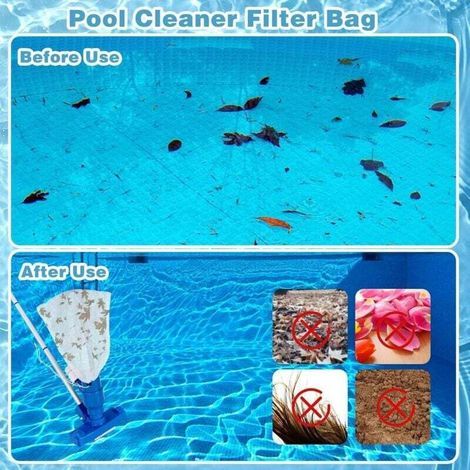 Lot de 4 sacs de rechange pour aspirateur de piscine, maille fine avec cordon de serrage, sacs filtrants pour aspirateur de piscine, sacs de nettoyage de piscine, adaptés aux piscines, aquariums et ba (1/3)