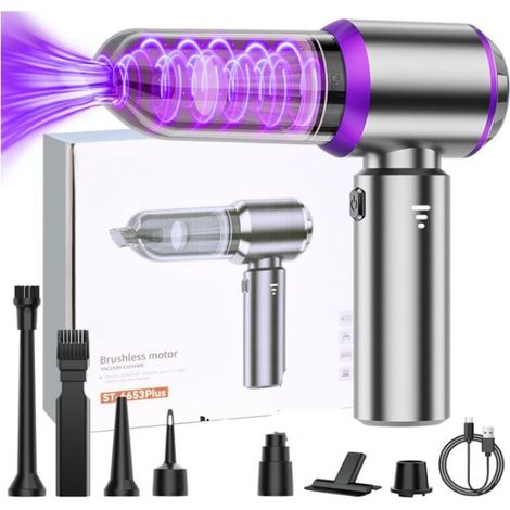 Aspirateur Voiture, 26000PA Aspirateur à Main Puissant sans Fil Portable, Mini Aspirateur de Voiture à 3 Niveaux Réglables avec 4 HEPA Filtre pour Voiture, Cuisine, Maison et Poils d'animaux (1/5)