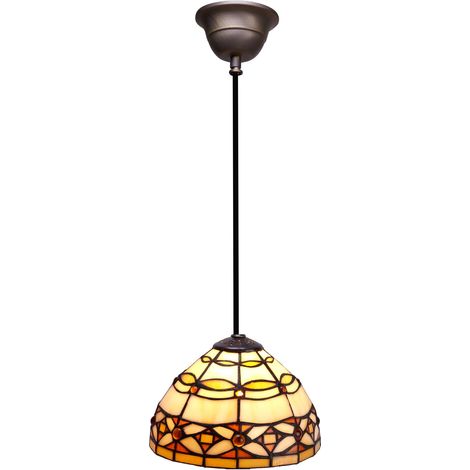 Lampe à suspension de plafond de plus petit diamètre 20 cm avec câble Tiffany Ivory Series