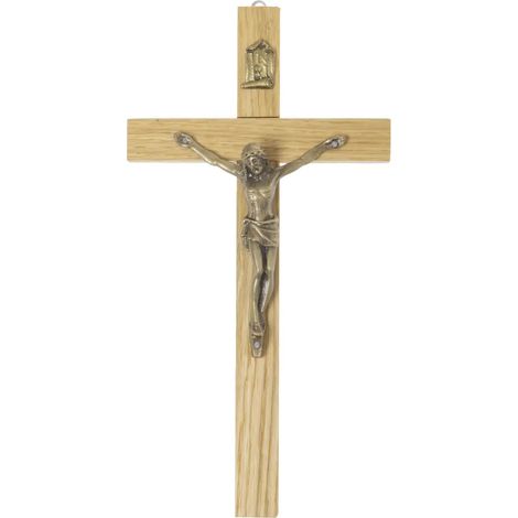 Cruz colgante de madera clara 13 x 25 cm (1/2)